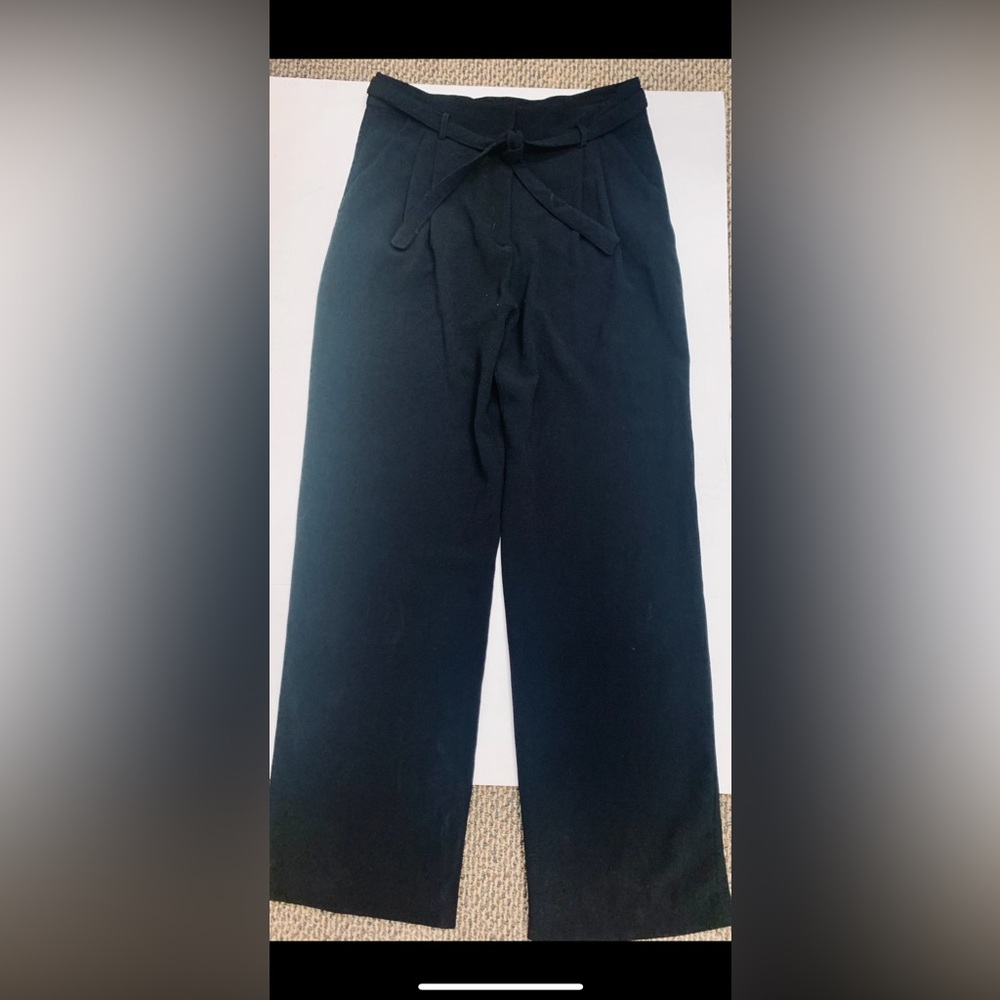 Zara basics high waisted pleated/belted trousers